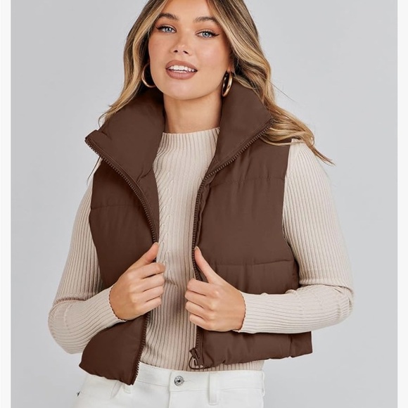 Brown Puffer Vest - Picture 2 of 3